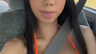 Beautiful Chinese girl showing her pussy in the car @jill_bunny @LilJillBunny
